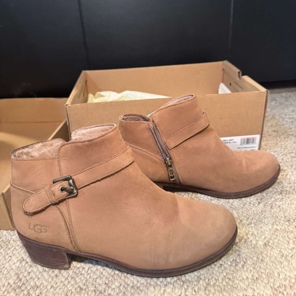 Ugg Bellamy Ankle Boots Side Zip Chestnut Womens Size 10 w/ BOX!